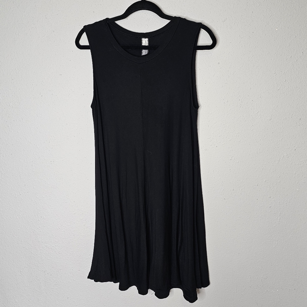 Giddy Up Glamour Sleeveless Tank Dress‎ Midi Flowy Swing Black Size M Medium